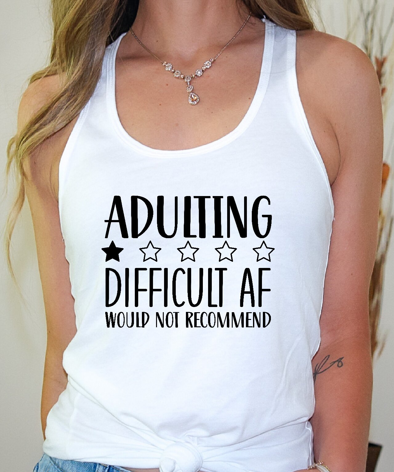 Adulting 1 Star Difficult AF Would Not Recommend - Tank Top