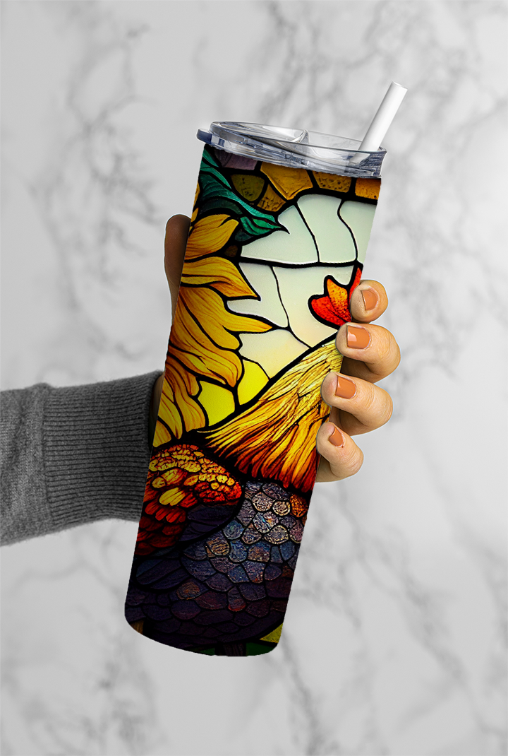 Stained Glass Chicken - 20oz Skinny Tumbler