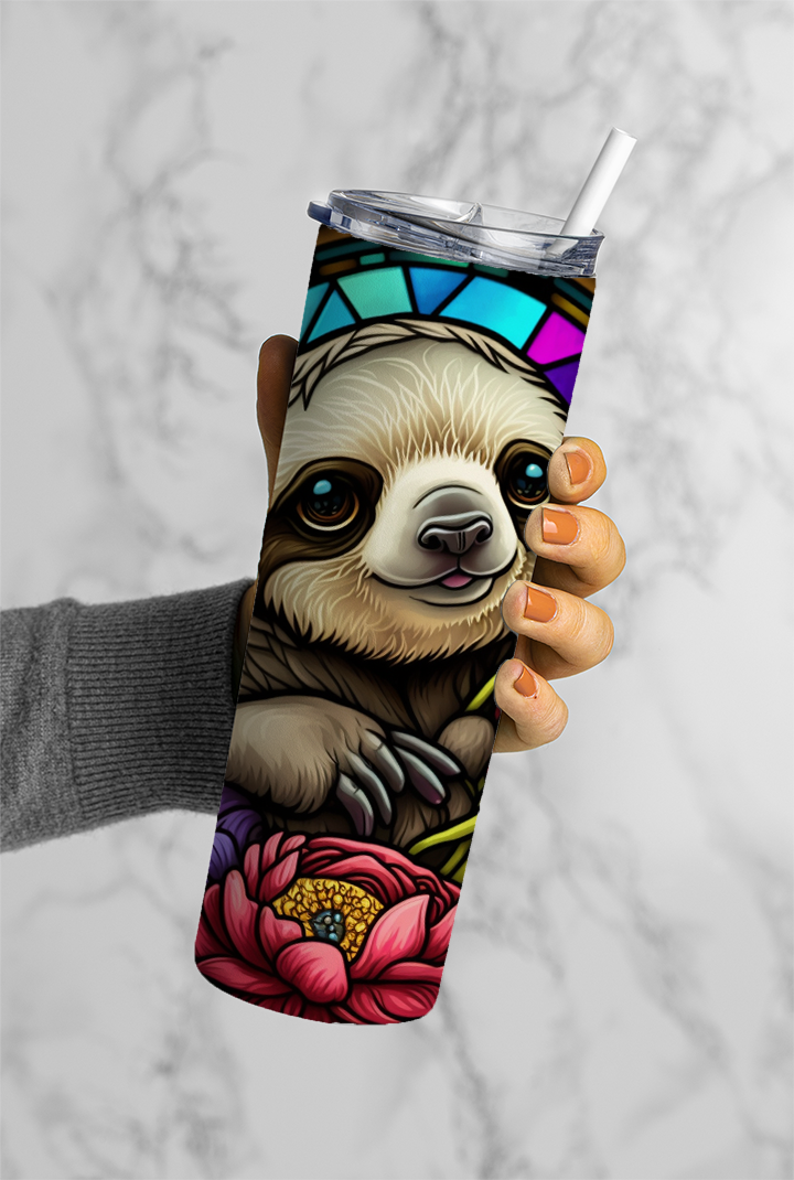 Stained Glass Sloth- 20oz Skinny Tumbler