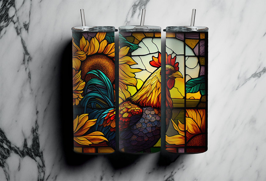 Stained Glass Chicken - 20oz Skinny Tumbler
