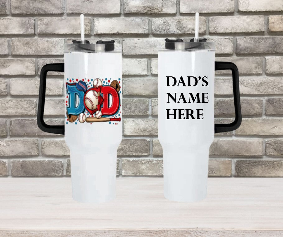 Dad (Baseball Graphic) - 40oz Double Insulated Travel Mug with Handle
