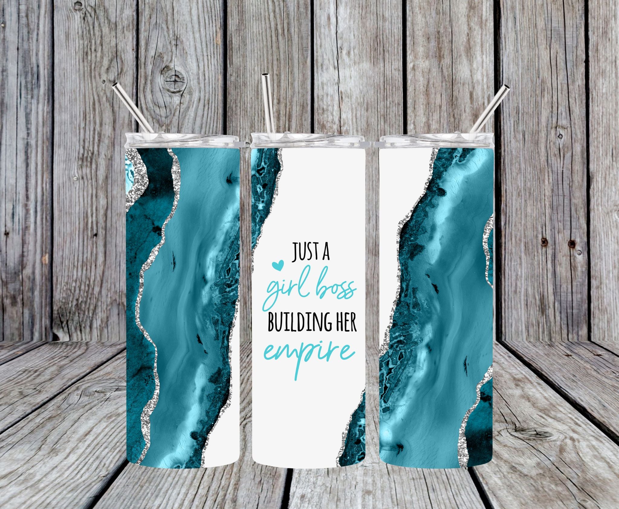 Just A Girl Boss Building Her Empire (Aqua)- 20oz Skinny Tumbler