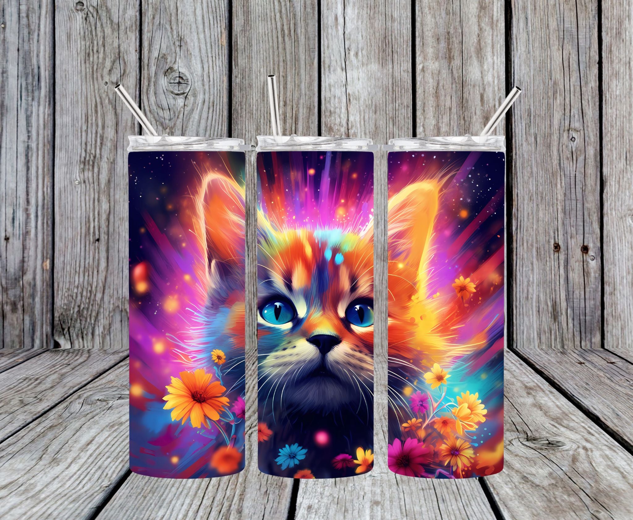 Neon Cat - 20oz Skinny Tumbler