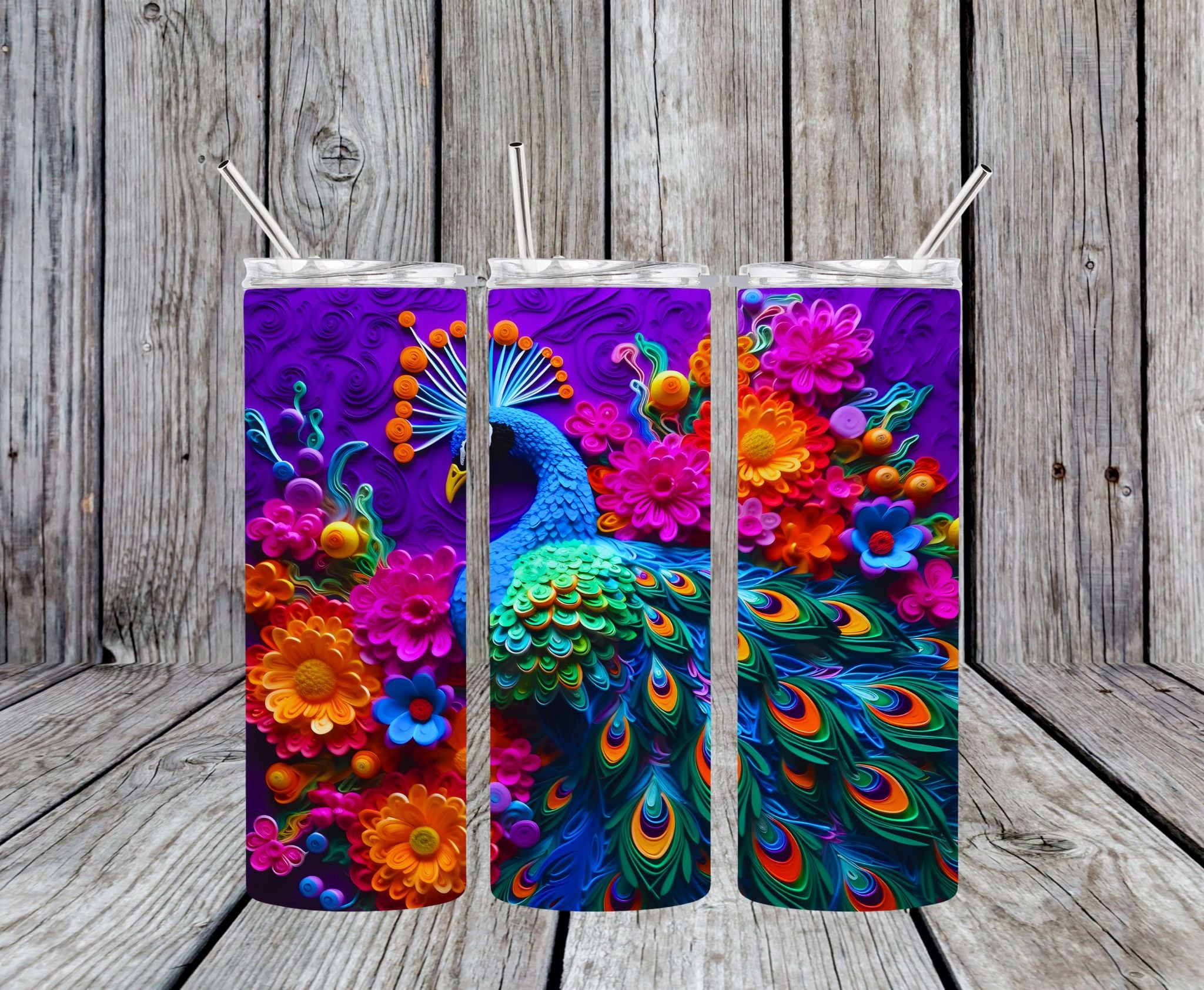 Neon Peacock- 20oz Skinny Tumbler