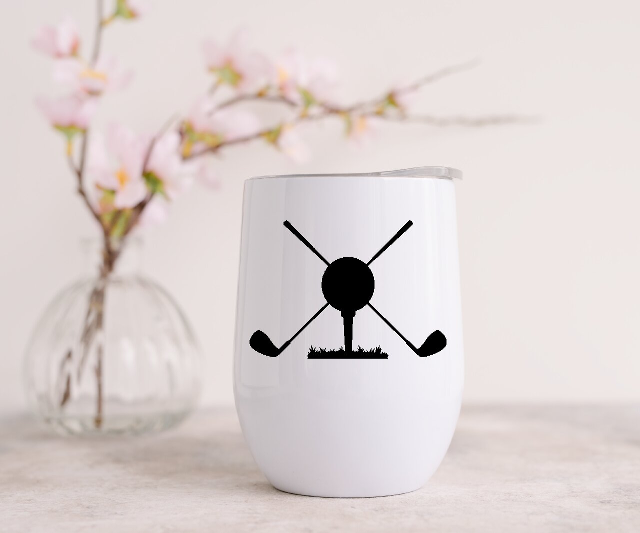 Golf Clubs & Ball 1 - Wine Tumbler (Personalised with your name).