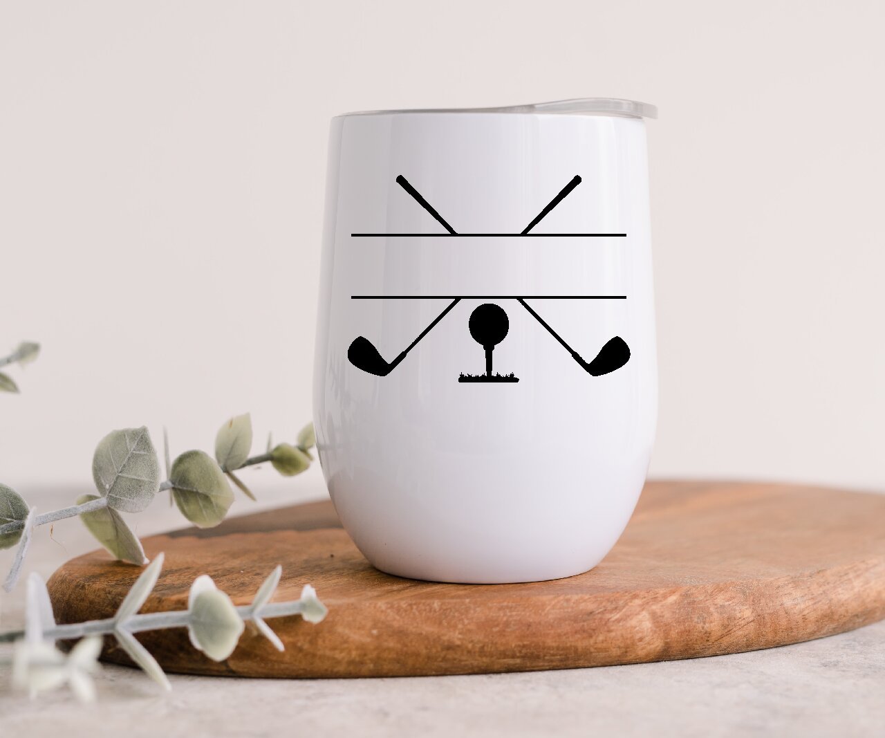 Golf Clubs & Ball 2 - Wine Tumbler (Personalised with your name).