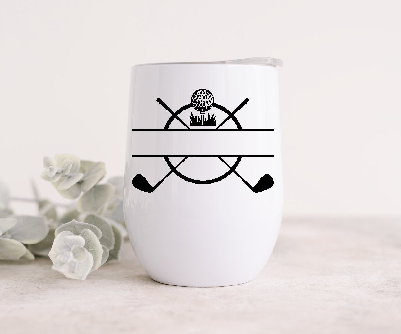 Golf Clubs & Ball 3 - Wine Tumbler (Personalised with your name).