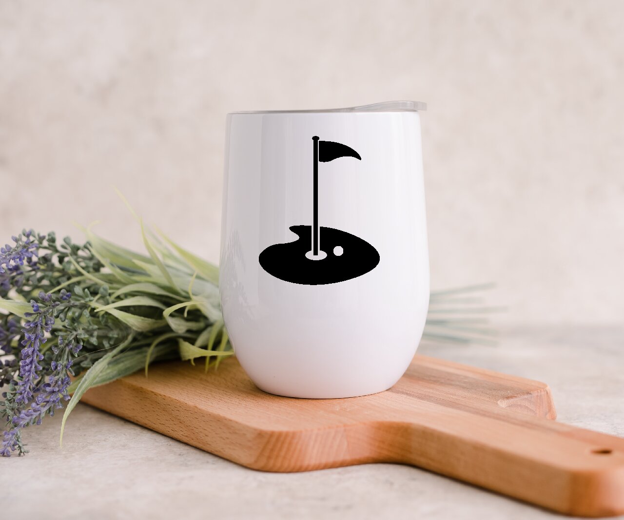 Golf Cup With Flag - Wine Tumbler (Personalised with your name).