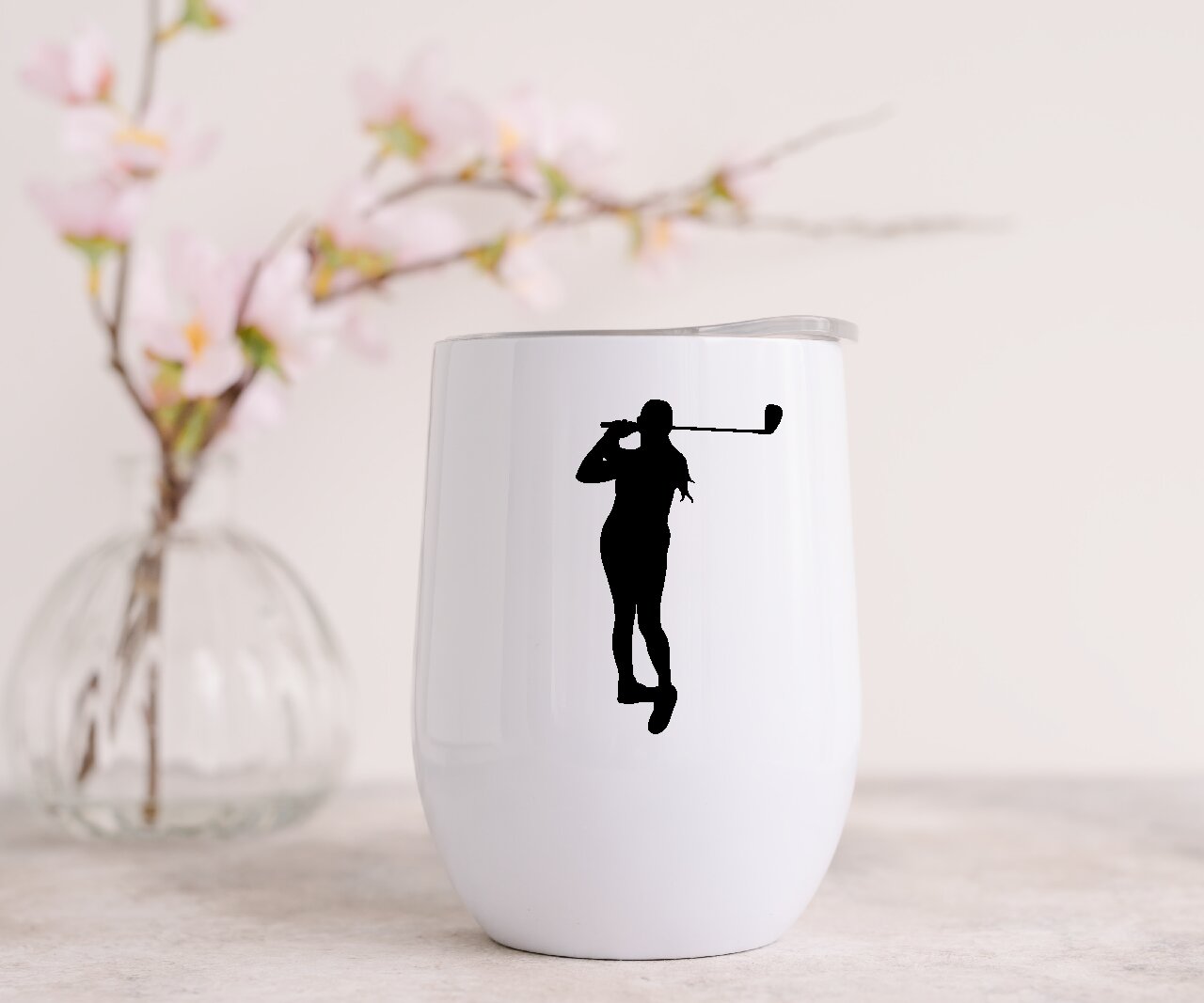 Golf Woman 3 - Wine Tumbler (Personalised with your name)