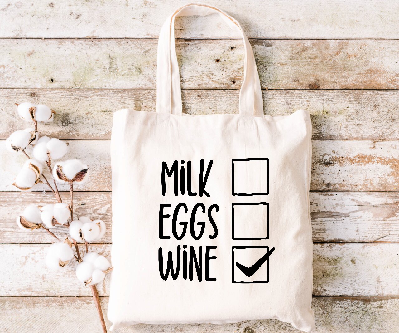 Milk, Eggs, Wine - Tote Bag