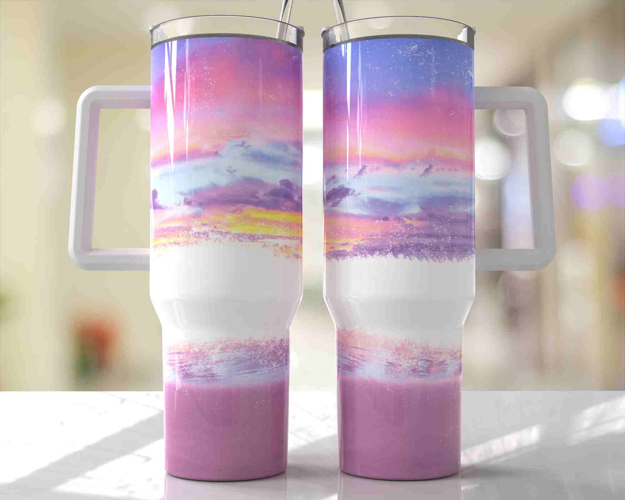 40oz Double Insulated Sublimation Travel Mug with Handle