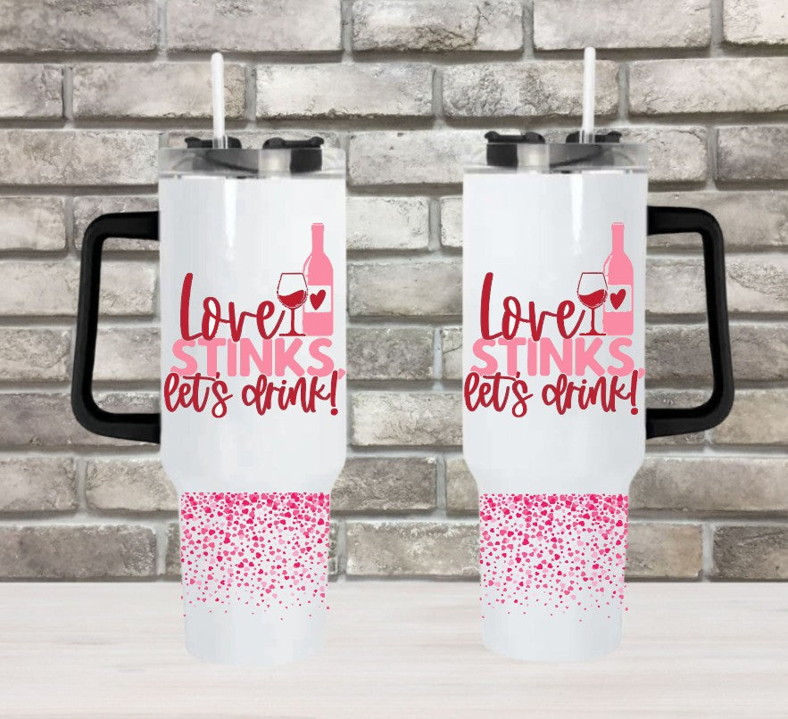 40oz Valentines Day/Love - Double Insulated Travel Mug with Handle