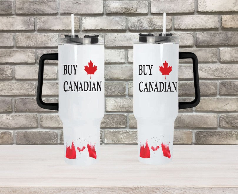 Buy Canadian - 40oz Double Insulated Travel Mug with Handle & Straw