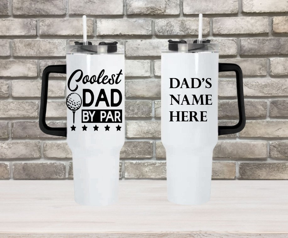 Coolest Dad By Par - 40oz Double Insulated Travel Mug with Handle