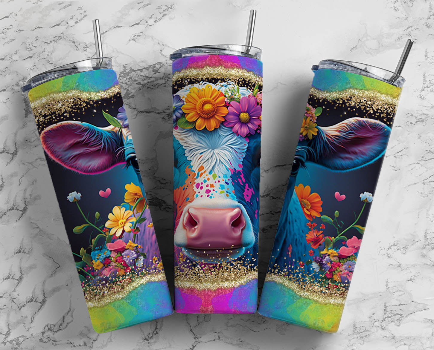 Neon Cow- 20oz Skinny Tumbler