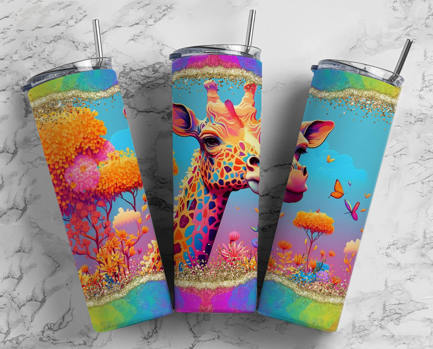 Neon Giraffe- 20oz Skinny Tumbler