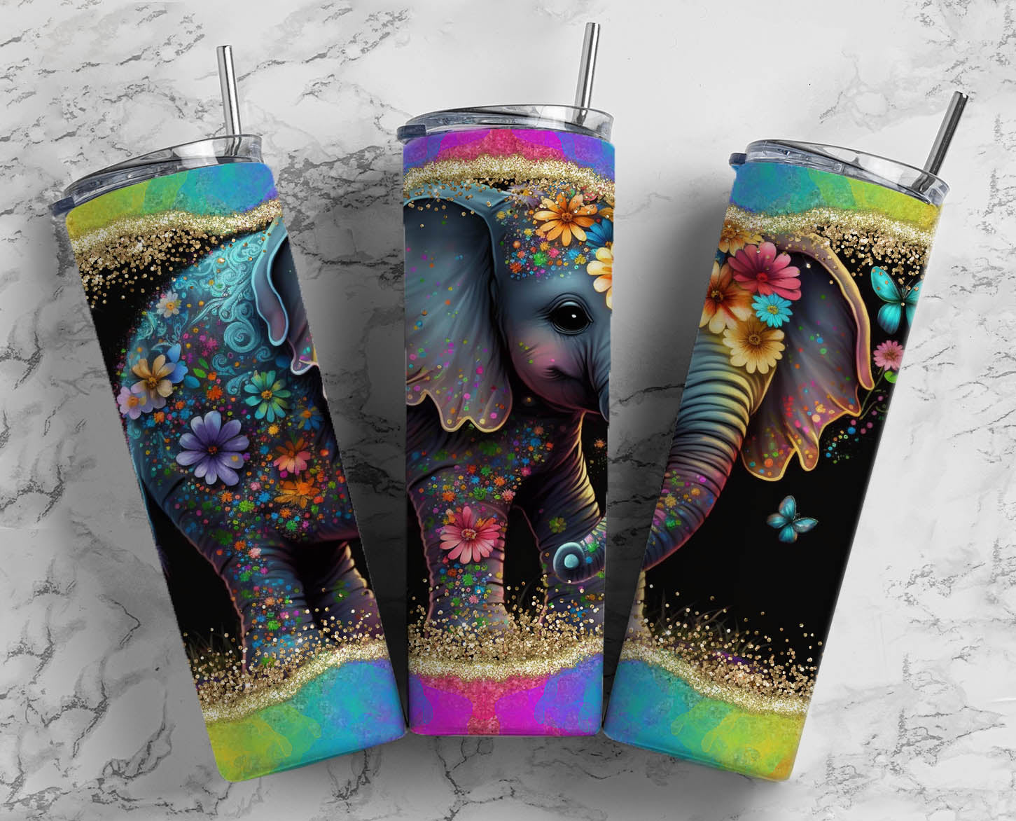 Neon Elephant- 20oz Skinny Tumbler