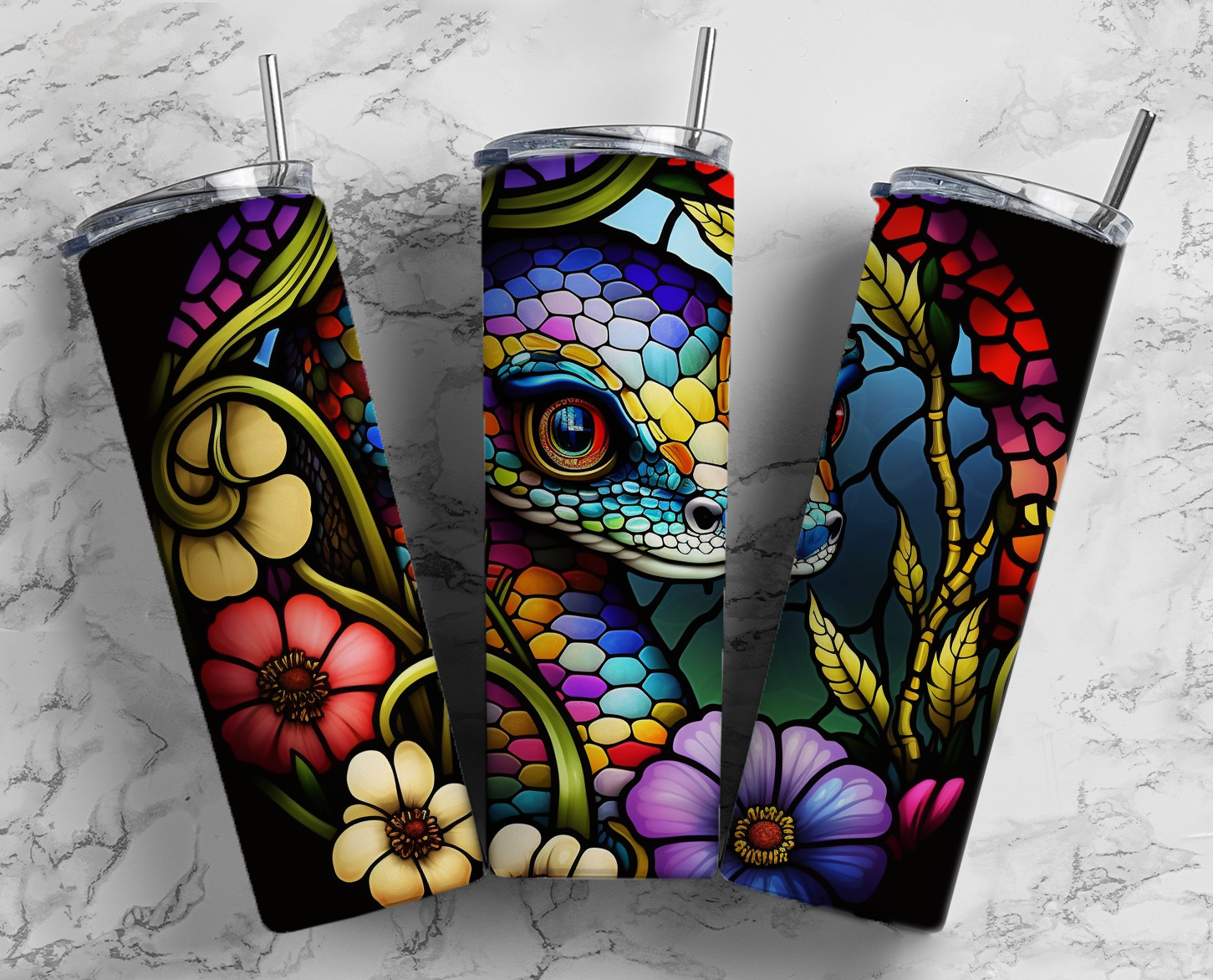 Stained Glass Snake- 20oz Skinny Tumbler