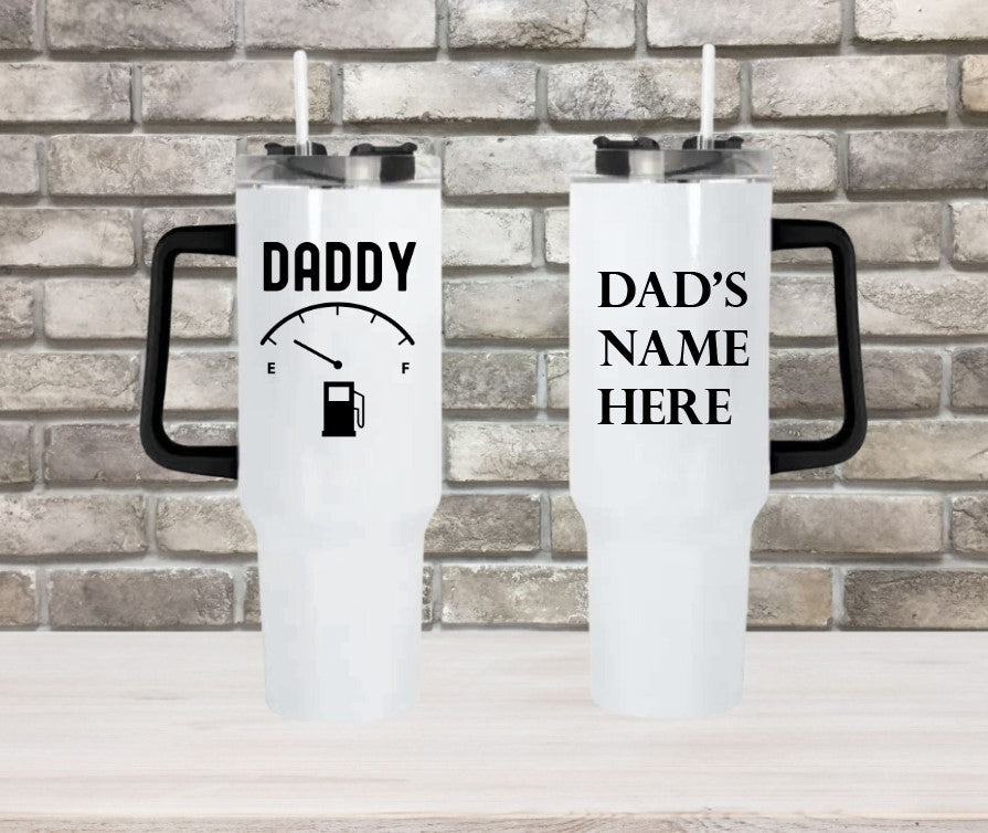 Daddy Running On Empty - 40oz Double Insulated Travel Mug with Handle