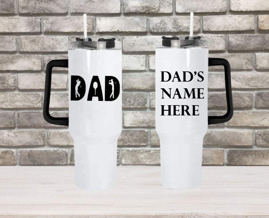 Dad (GOLF) - 40oz Double Insulated Travel Mug with Handle