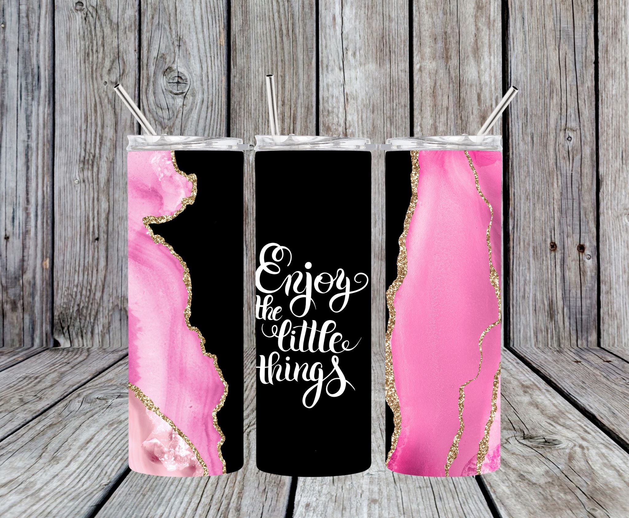 Enjoy The Little Things (Pink) - 20oz Skinny Tumbler