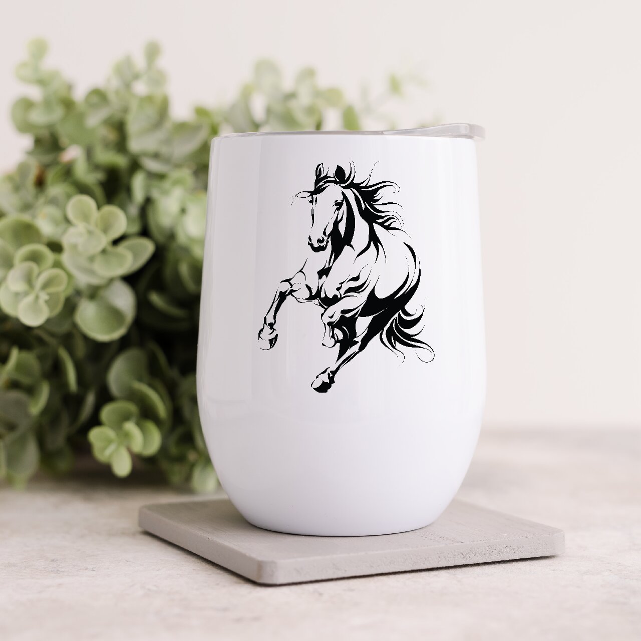 Horse Silhouette Design 1 12oz Insulated Wine Tumbler