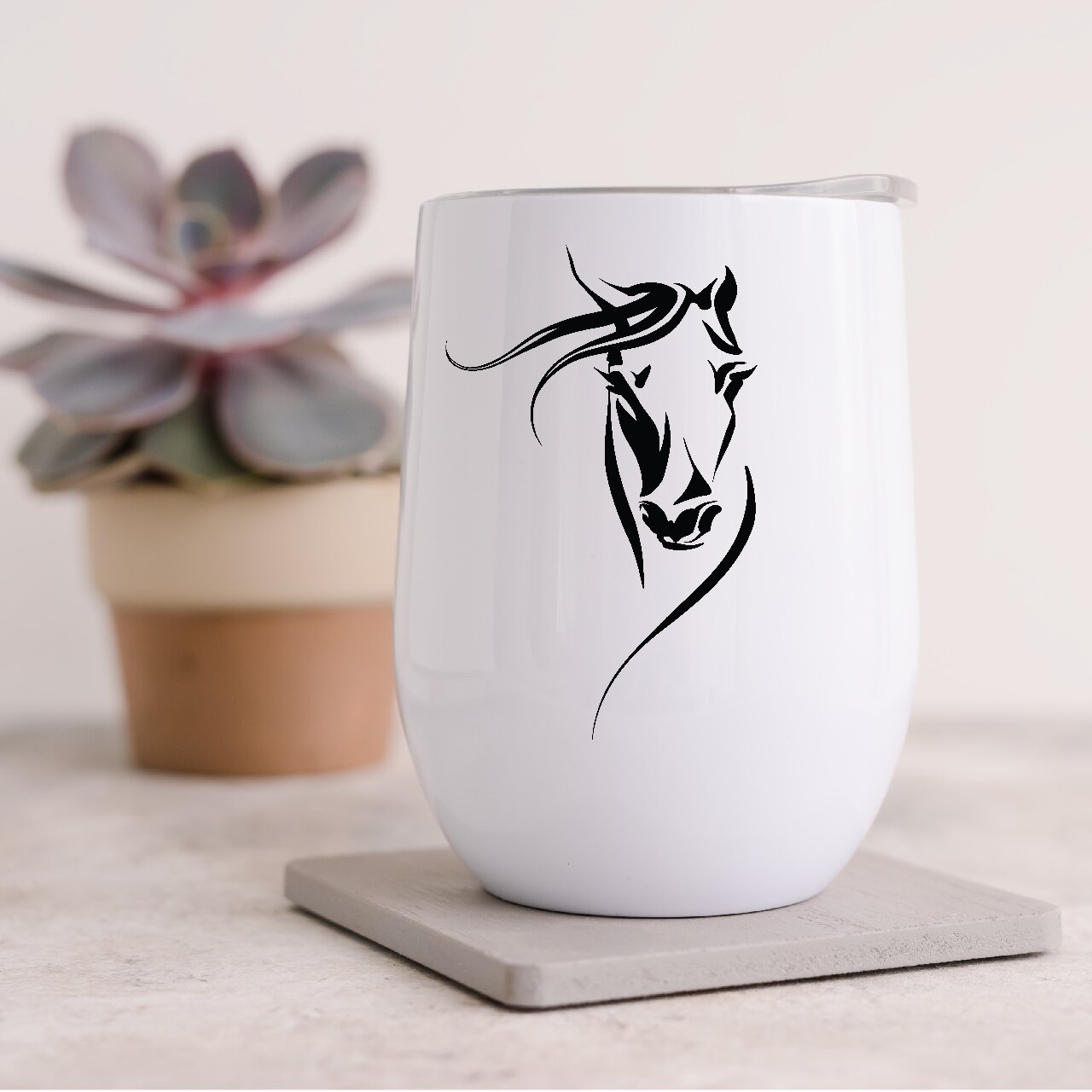 Horse Silhouette Design 2 12oz Insulated Wine Tumbler