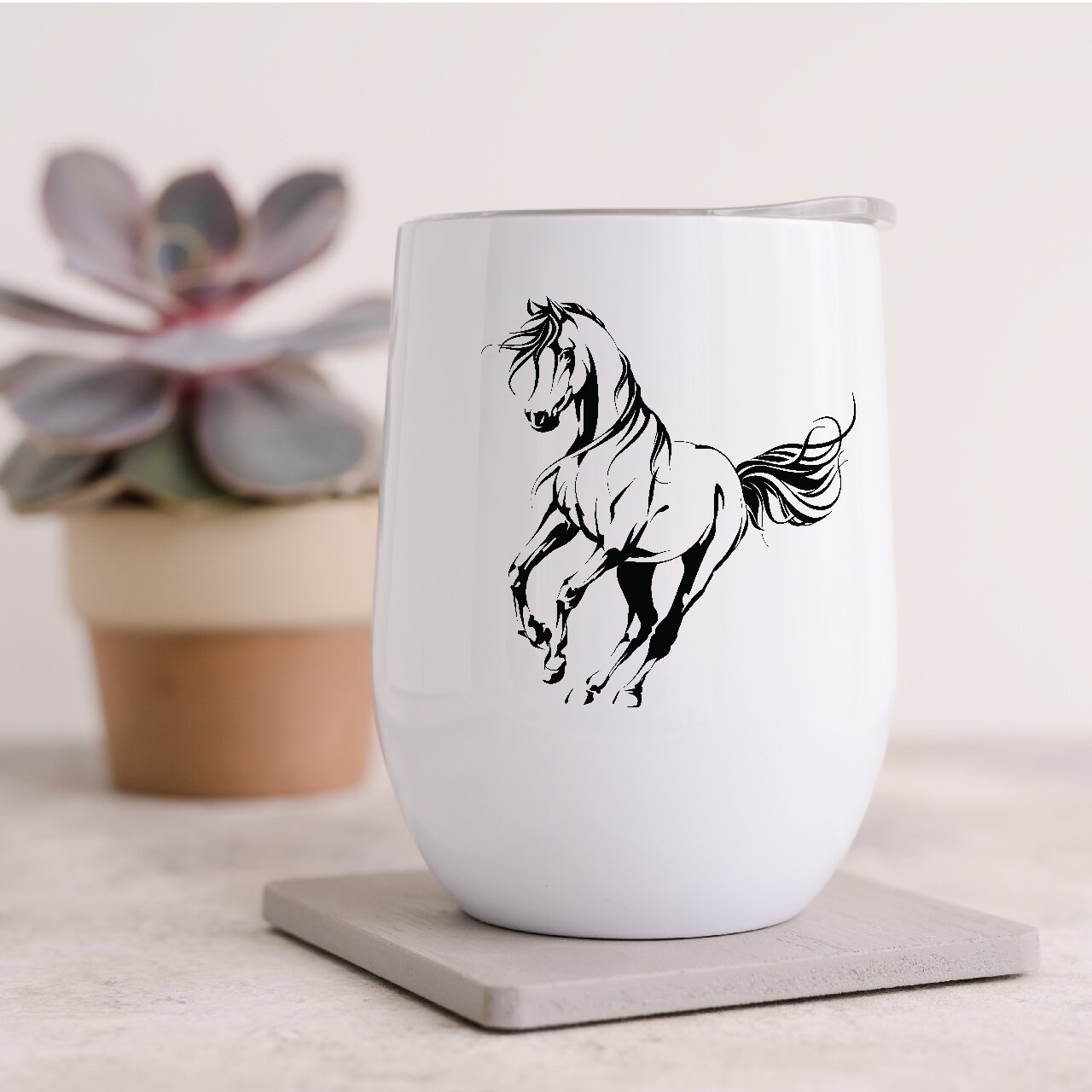 Horse Silhouette Design 5 12oz Insulated Wine Tumbler