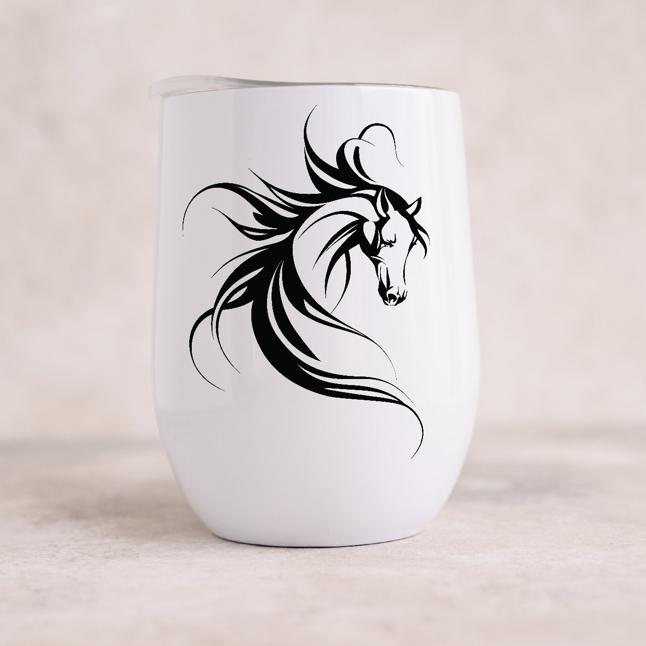 Horse Silhouette Design 6 12oz Insulated Wine Tumbler