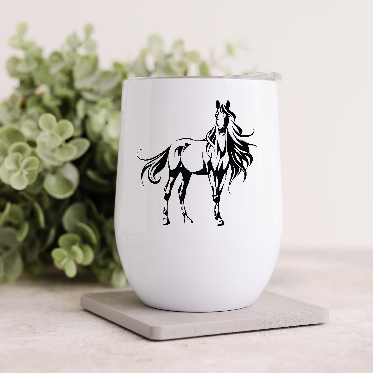 Horse Silhouette Design 7 12oz Insulated Wine Tumbler