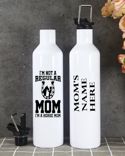 I'm Not A Regular Mom, I'm A Horse Mom, insulated 500ml aluminum water bottle with Flip Lid.