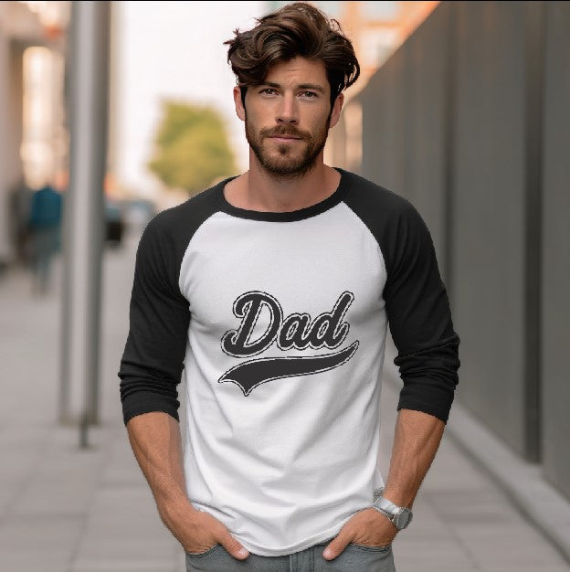 Dad (Baseball Font) - Raglan 3/4 Sleeve Shirt