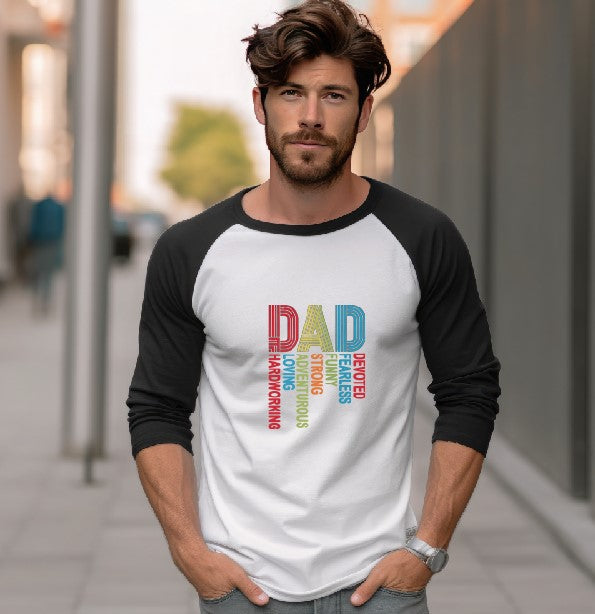 Dad (Colourful Meaning) - Raglan 3/4 Sleeve Shirt