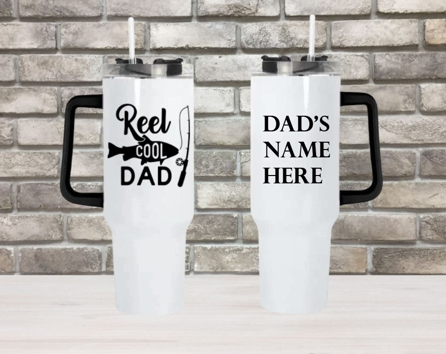 Reel Cool Dad - 40oz Double Insulated Travel Mug with Handle