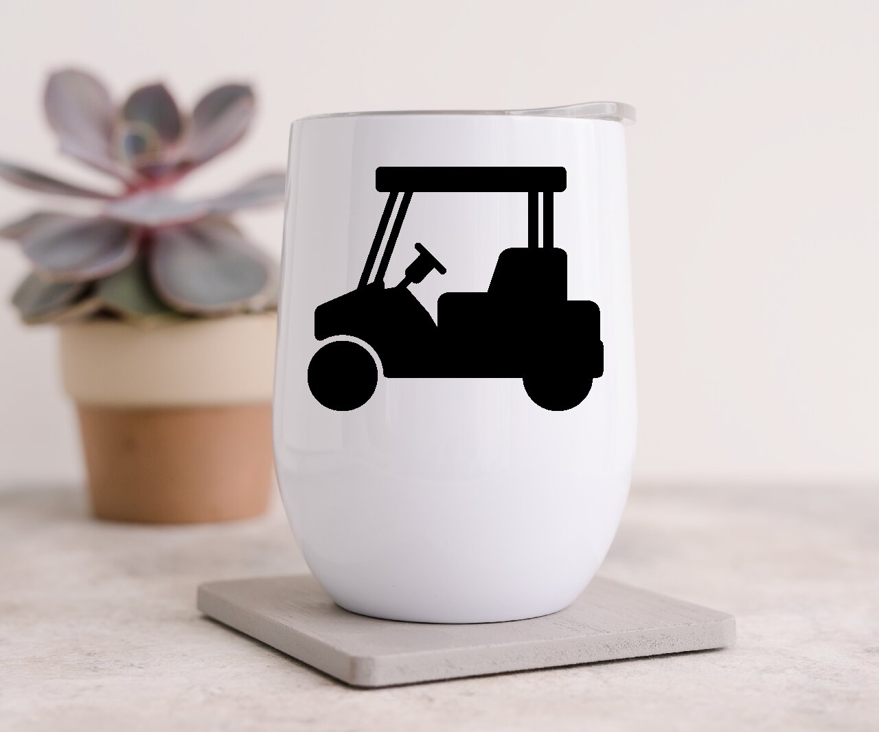 Golf Cart 1 - Wine Tumbler  (Personalised with your name).