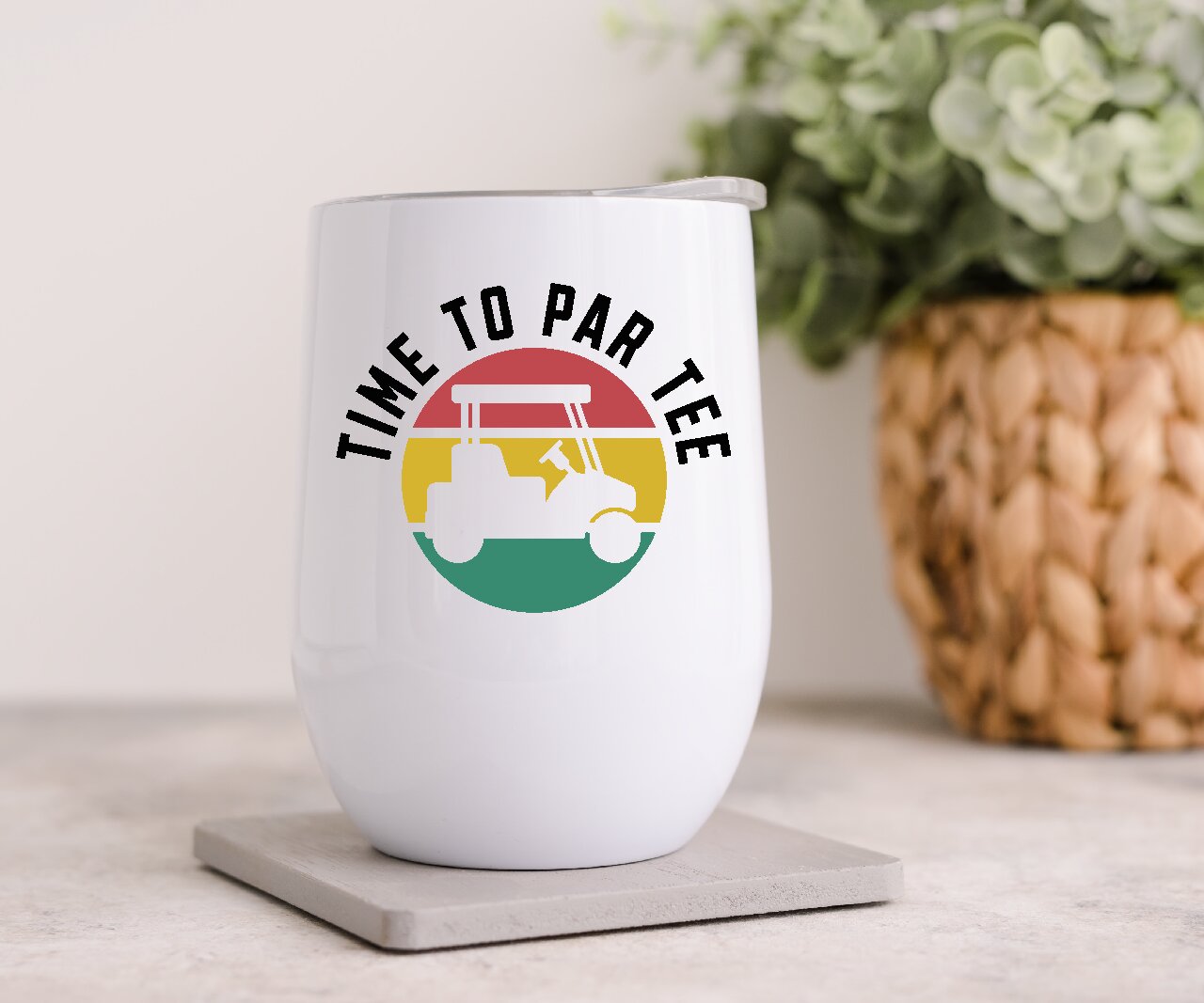 Golf Cart 5  - Wine Tumbler (Personalised with your name).