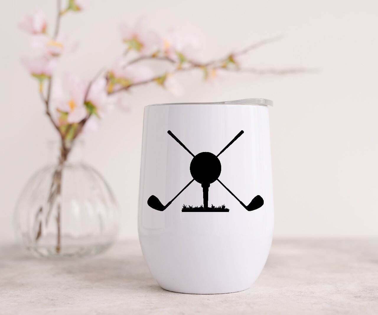 Golf Clubs & Ball 1 - Wine Tumbler  (Personalised with your name).