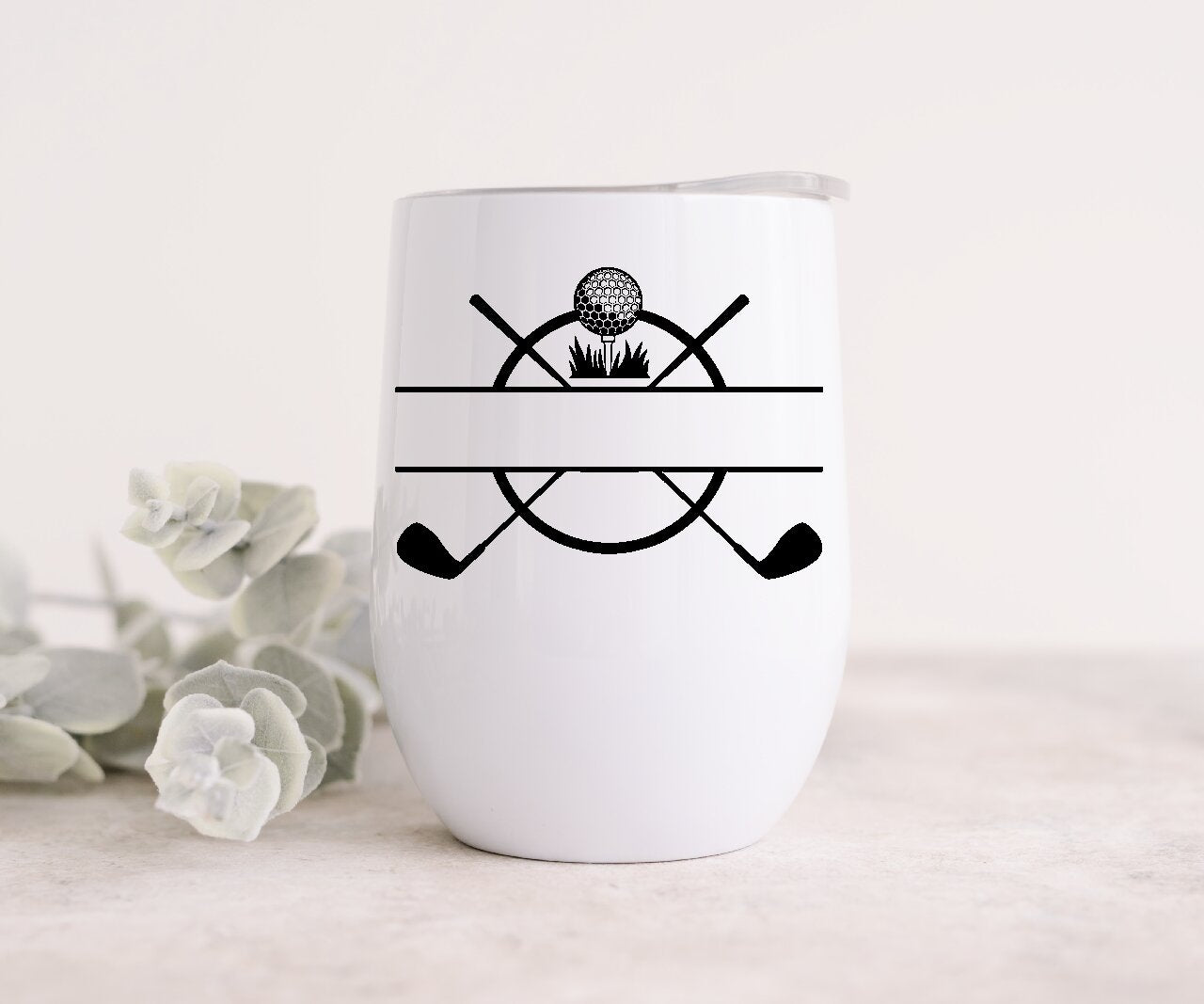 Golf Clubs & Ball 3 - Wine Tumbler  (Personalised with your name).