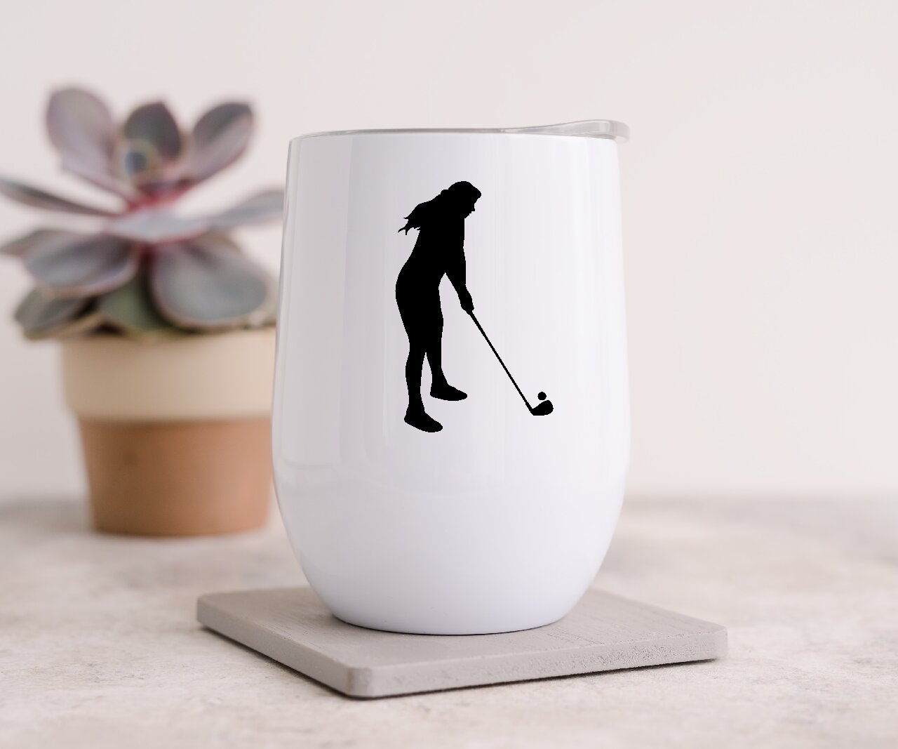 Golf Woman 2  - Wine Tumbler (Personalised with your name)