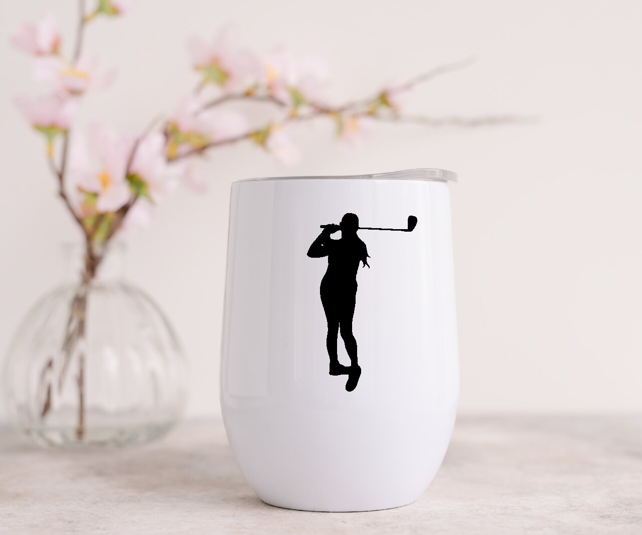 Golf Woman  3 - Wine Tumbler (Personalised with your name)