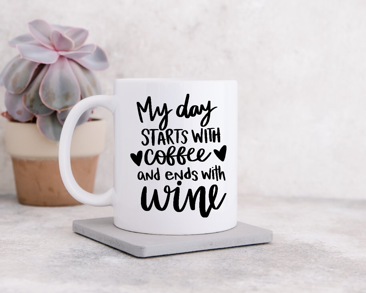 My Day Starts With Coffee And Ends With Wine - Coffee Mug