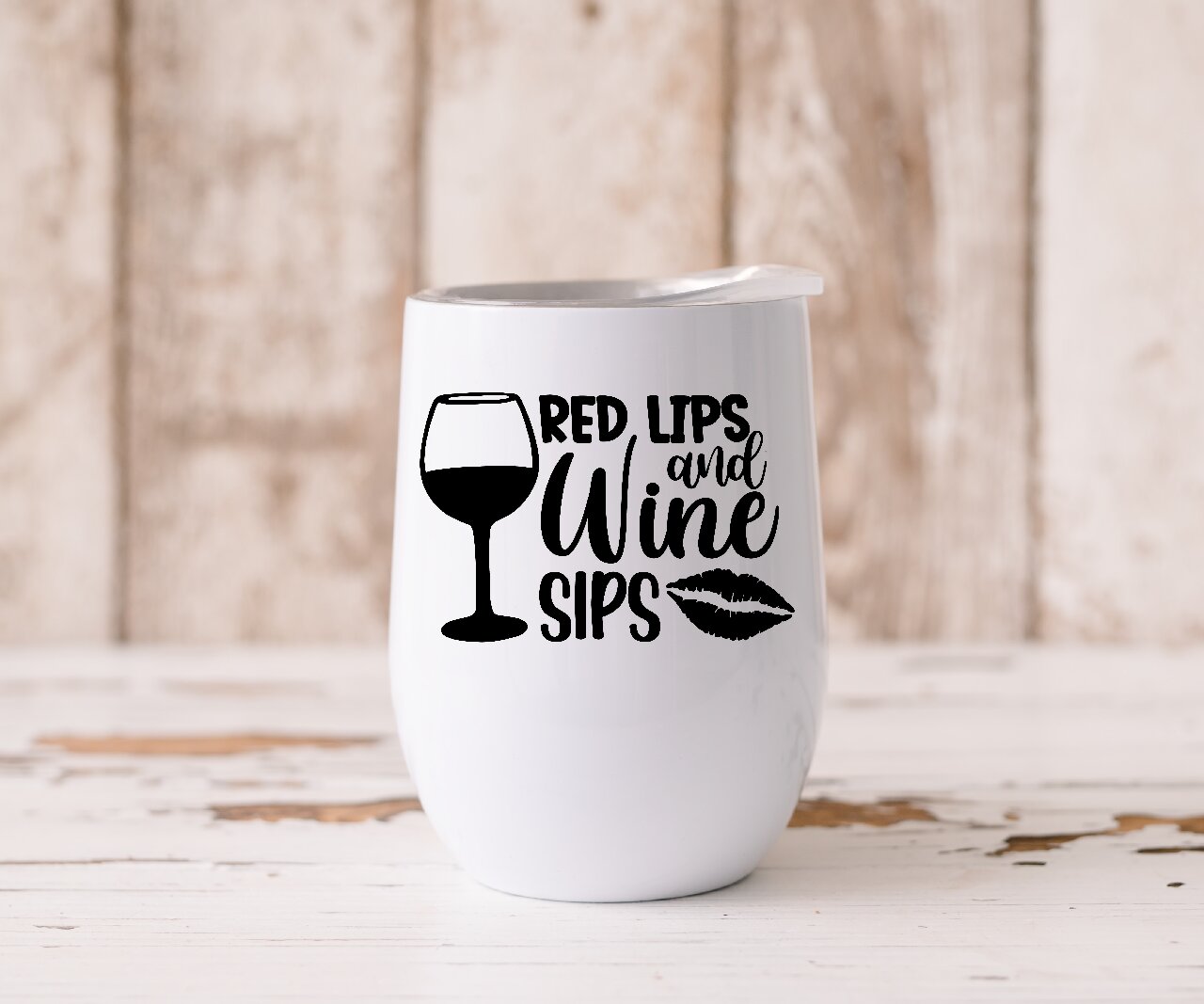 Red Lips And Wine Sips - Wine Tumbler